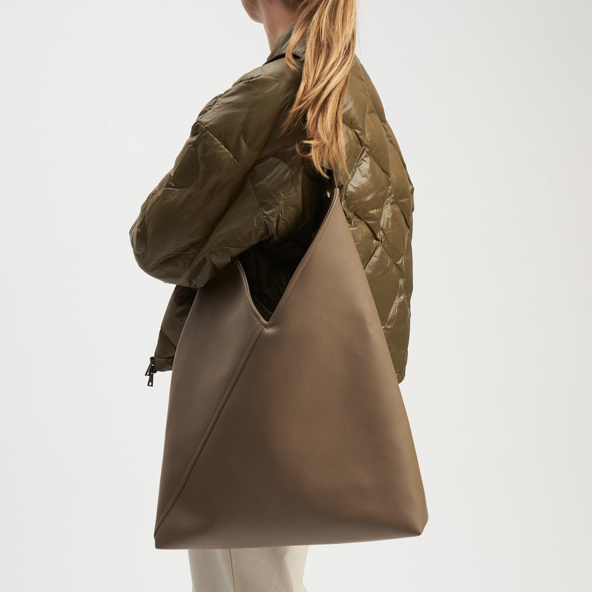 Oleatex Vegan Olive Leather Origami Bag - Eco-Friendly Mocha Brown Crossbody Purse for Women | Perfect for Work, Travel, and Everyday Use