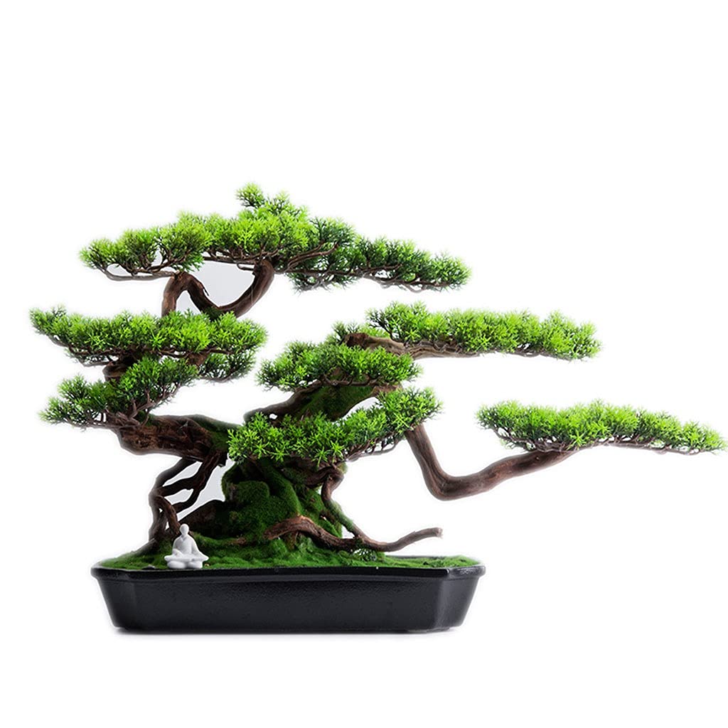 Artificial Bonsai Tree - Realistic Plastic Desktop Bonsai Plant for Home & Office Decor - Mini Potted Pine Tree for Living Room, Porch, Desk Display - Perfect Zen Decor for Meditation Spaces & Gift Giving