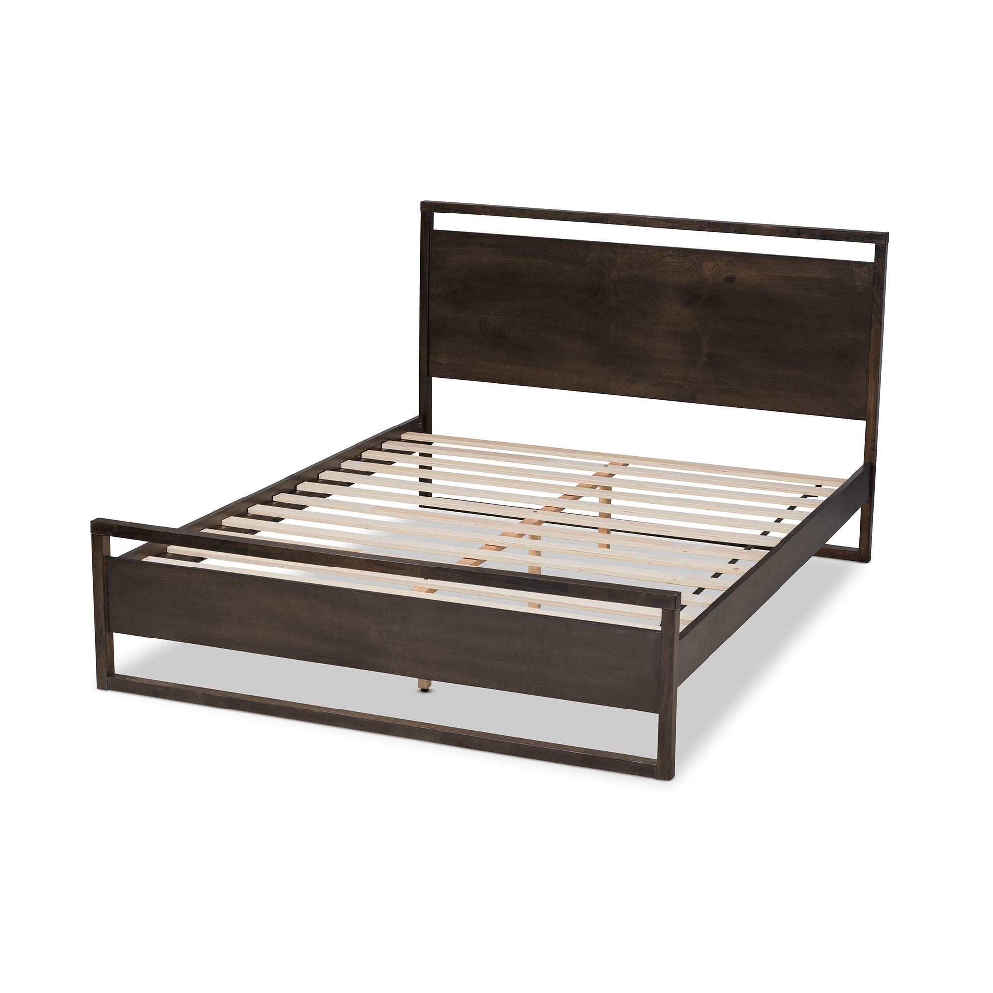 Baxton Studio Queen Size Bed Frame with Headboard - Modern Brown Wooden Platform Bed for Bedroom - Perfect for Master Bedroom, Guest Room & Apartment