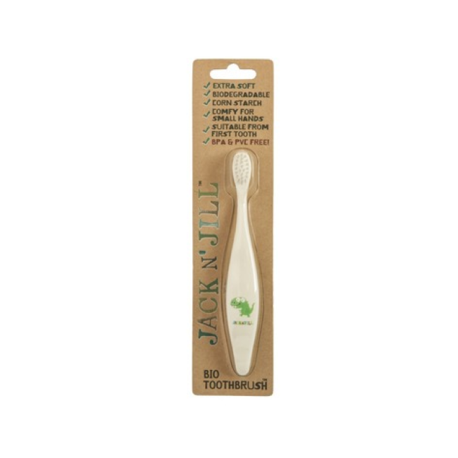Jack & Jill Natural Bamboo Toothbrush for Kids - Dinosaur Design | Eco-Friendly, BPA-Free Toothbrush for Children | Perfect for Home, Travel & School Use