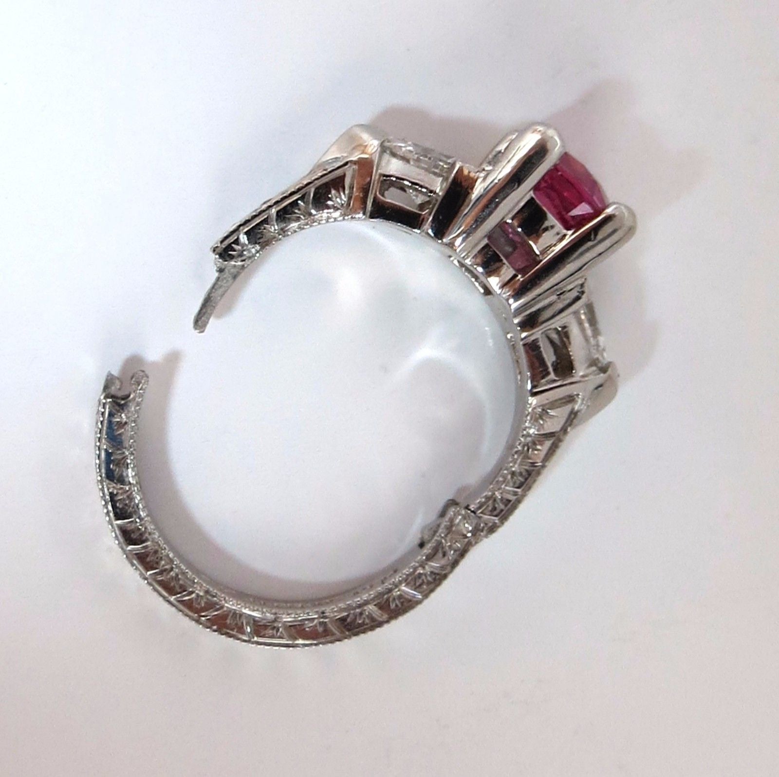 AGL Certified Natural Pink Sapphire Shield Cut Diamond Ring in Platinum for Arthritis Relief – Perfect for Weddings, Anniversaries & Special Occasions