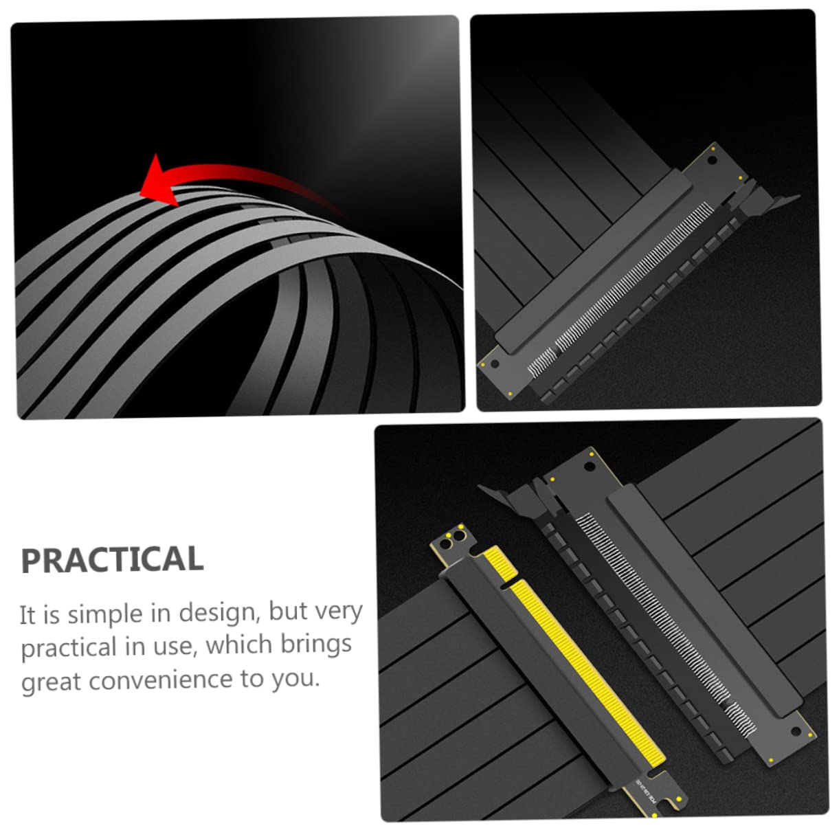Jojofuny 2-Pack 90 Degree PCIe Extension Cable - 16x GPU Riser Card Adapter with Copper Core for Gaming PC, Mining Rig, and Workstation - High-Speed Computer Cable Extender for Enhanced Airflow & Cable Management