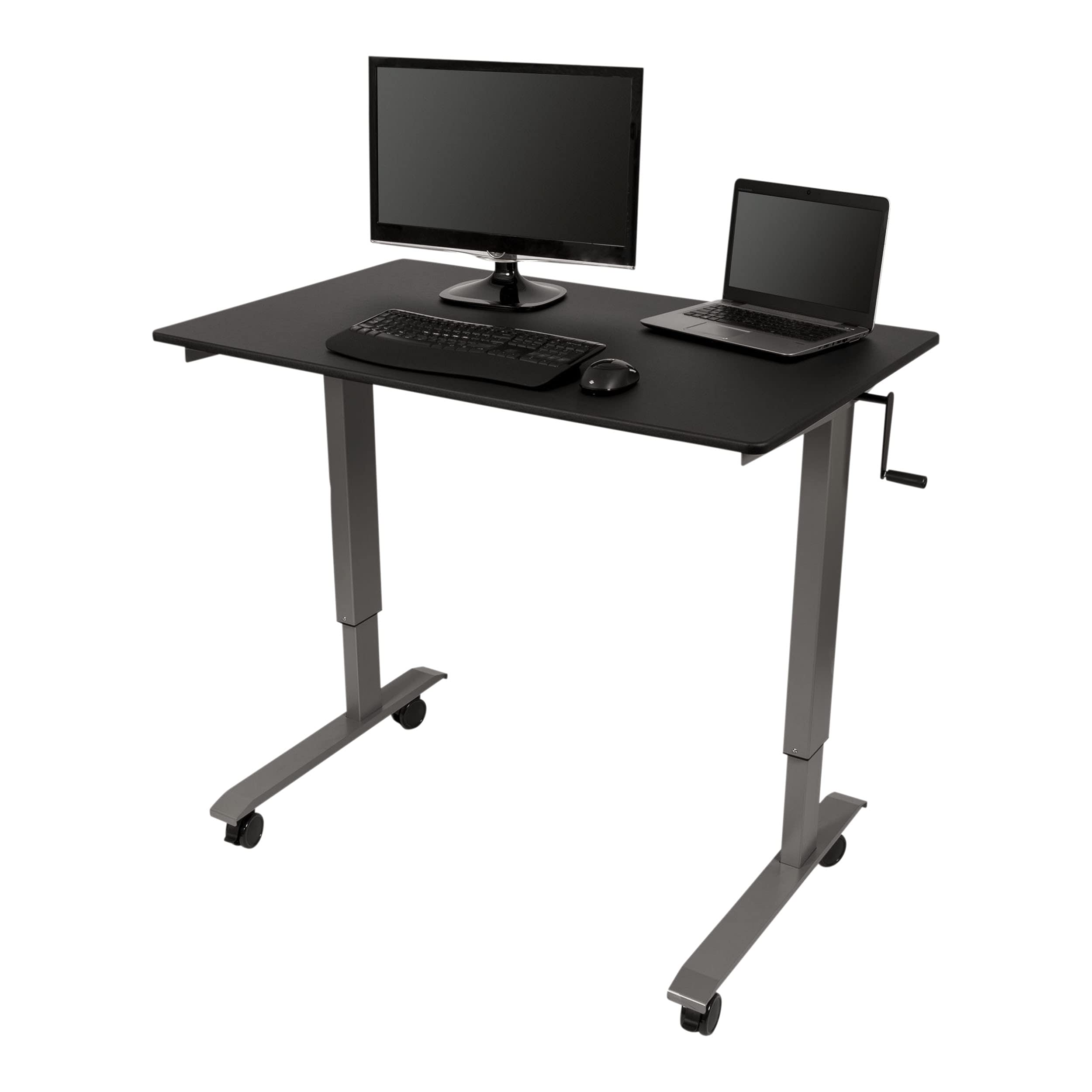 Adjustable Height Standing Desk with Crank - Rolling Sit Stand Desk (48