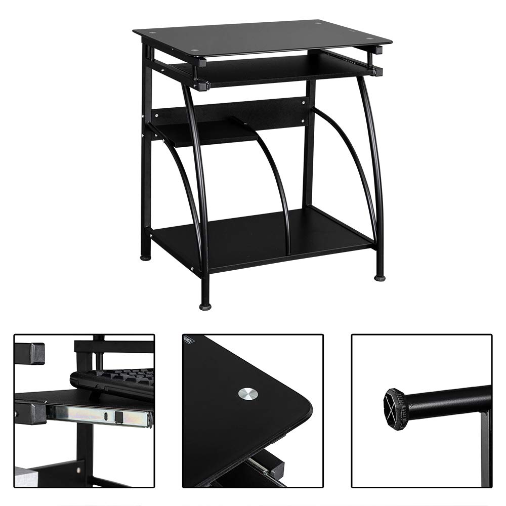 Ochine 28 Inch Black Home Office Desk - Modern Simple Style Computer Table with Storage Bag & Hook, Study Writing Small Desk for Laptop, Perfect for Home Office, Study Room & Workstation - Ideal for Remote Work, Online Classes & Small Space Solutions