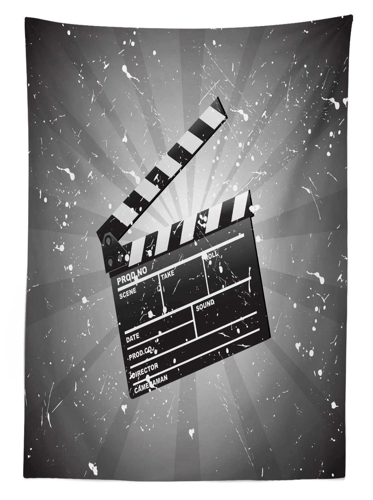 Ambesonne Vintage Movie Theater Tablecloth - Washable Outdoor Picnic Table Cover with Clapper Board Design, 58
