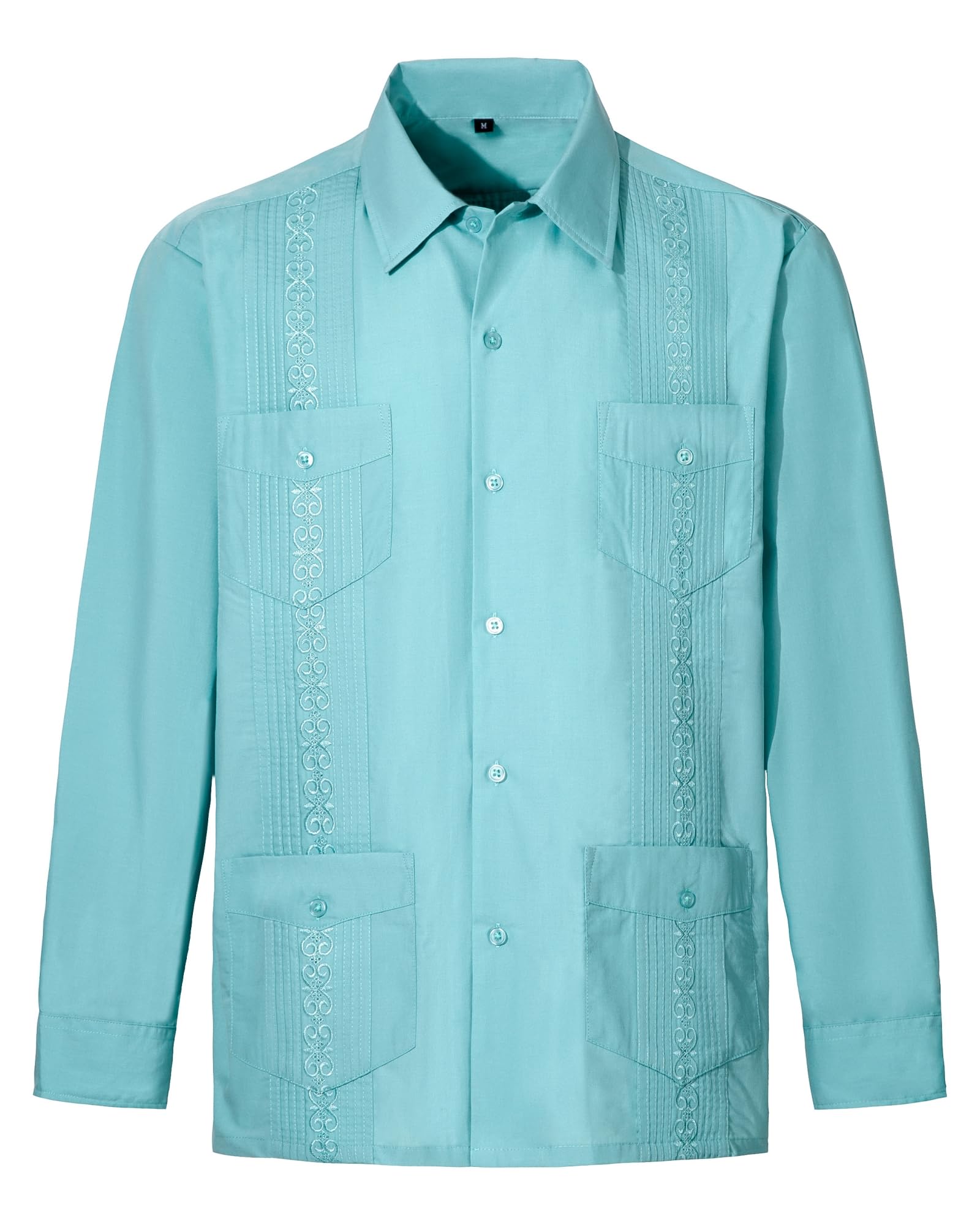 Men's Guayabera Shirts - Cuban Style Long Sleeve Mexican Shirt for Casual Wear & Summer Vacation | Perfect for Beach Weddings, Tropical Parties & Latino Events