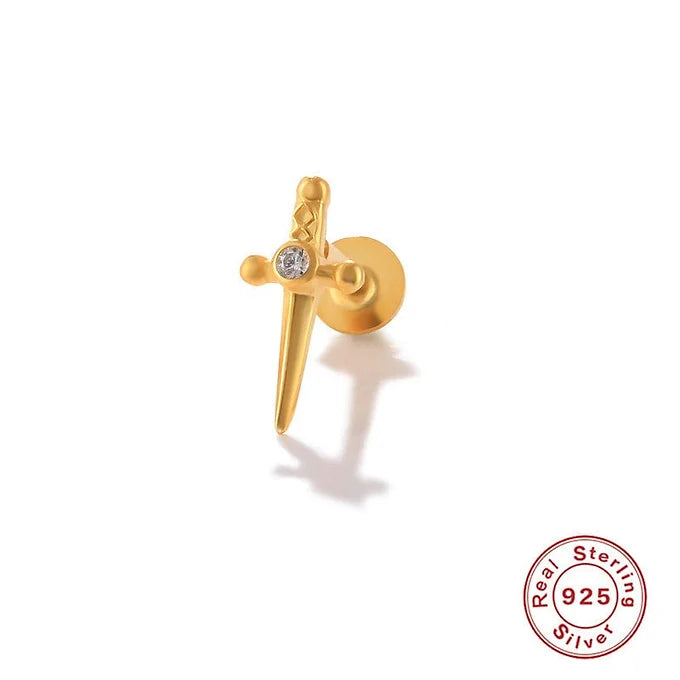 Sterling Silver Cartilage Earrings - Dainty Flower Studs & Bar Conch Earrings for Women | HC039 | Perfect for Everyday Wear, Gifts & Piercing Jewelry
