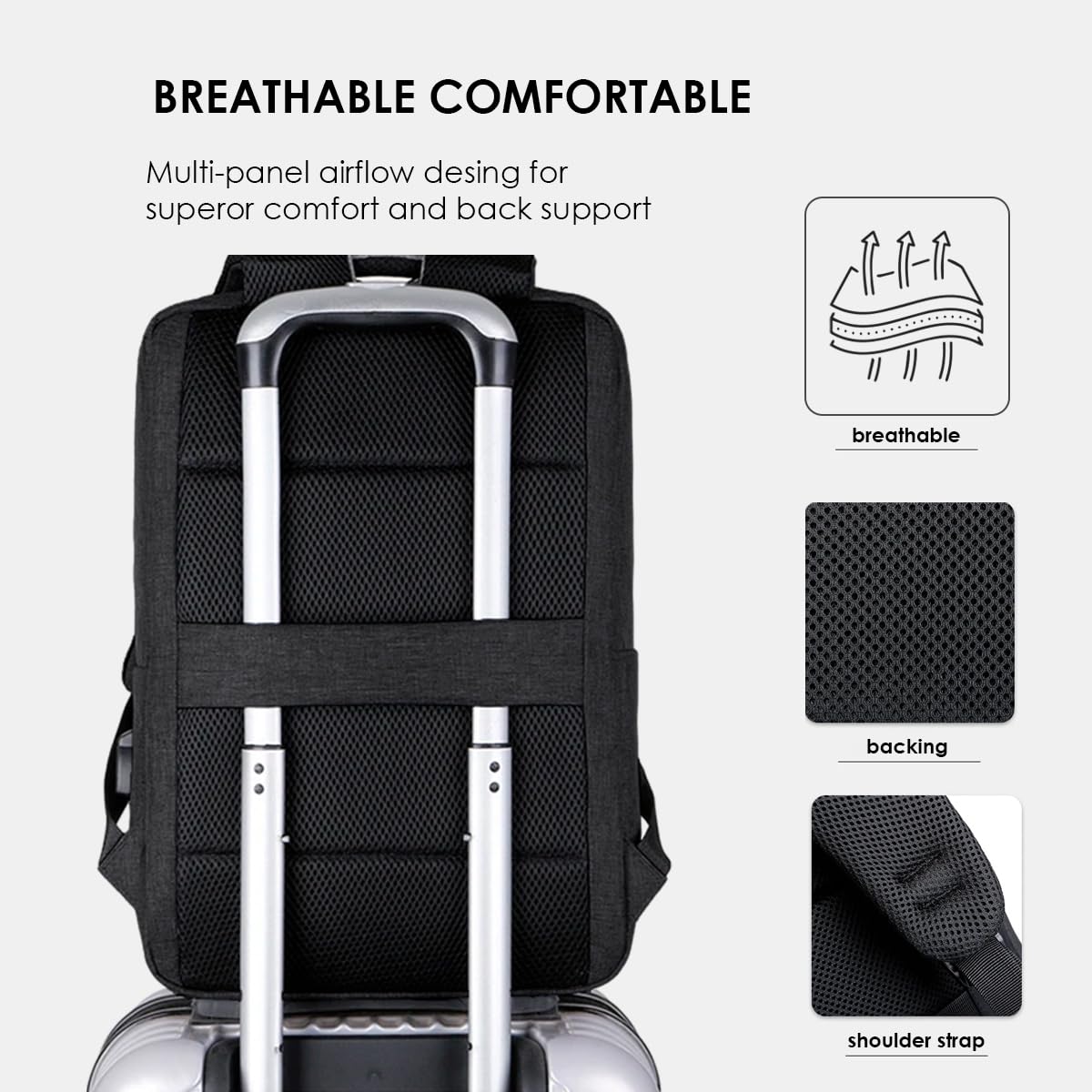 Pevita 15.6 Inch Slim Waterproof Laptop Backpack with USB Charging Port - Business Travel Backpack for Men & Women - Perfect for Work, School & Commuting