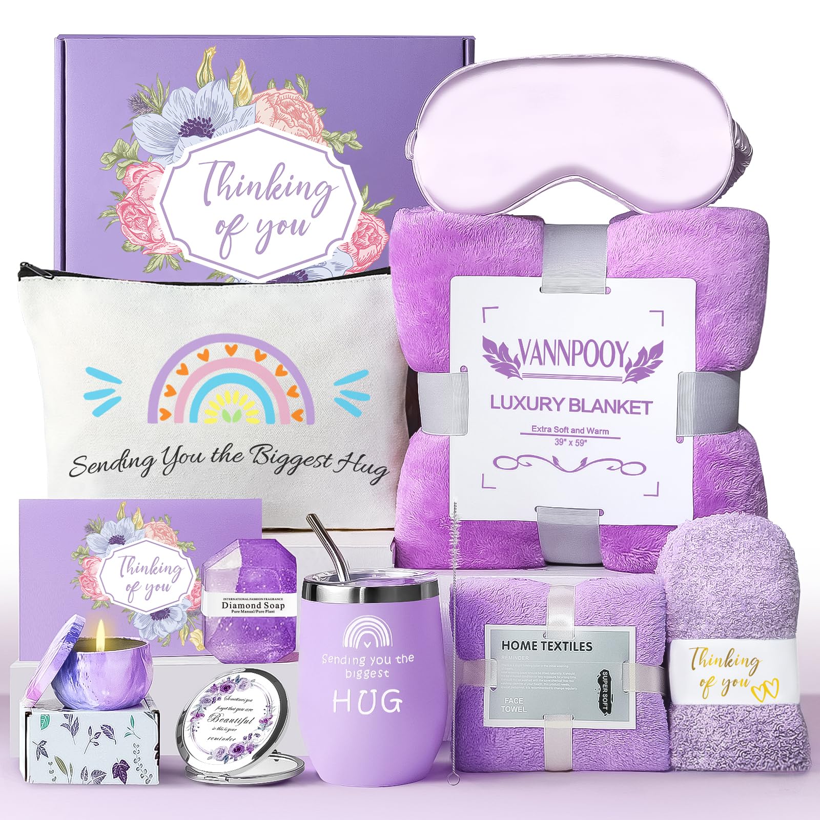 Relaxing Spa Gift Set for Women - Unique Self Care Package with Lavender Essentials | Thoughtful Get Well, Birthday & Mother's Day Gifts for Her, Wife, Sister or Friend | Perfect for Home Relaxation, Stress Relief & Pampering
