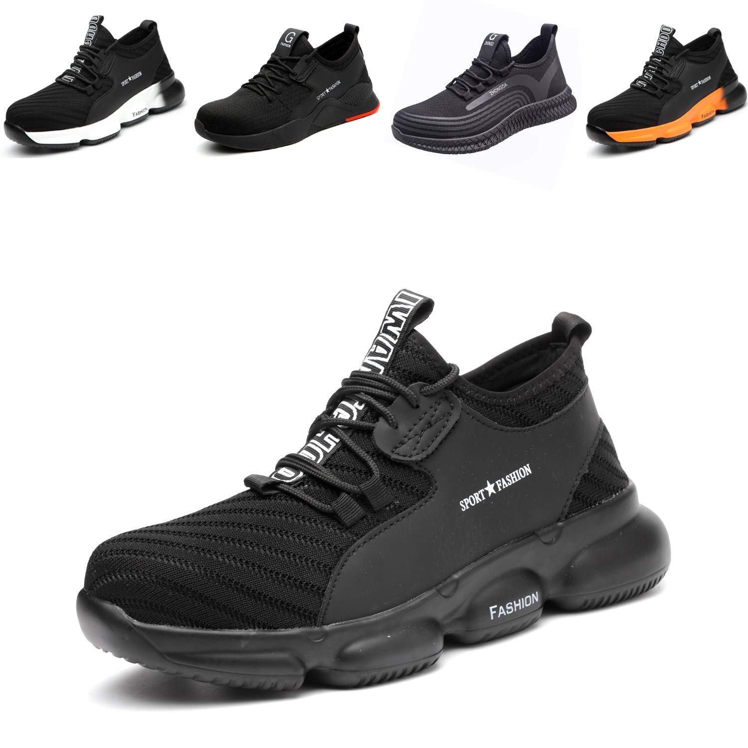 Men's Steel Toe Work Shoes - Breathable & Lightweight Safety Boots for Construction & Industrial Use - Slip Resistant Soft Toe Protection (Black, Size 10) - Perfect for Warehouse, Factory & Outdoor Labor Jobs