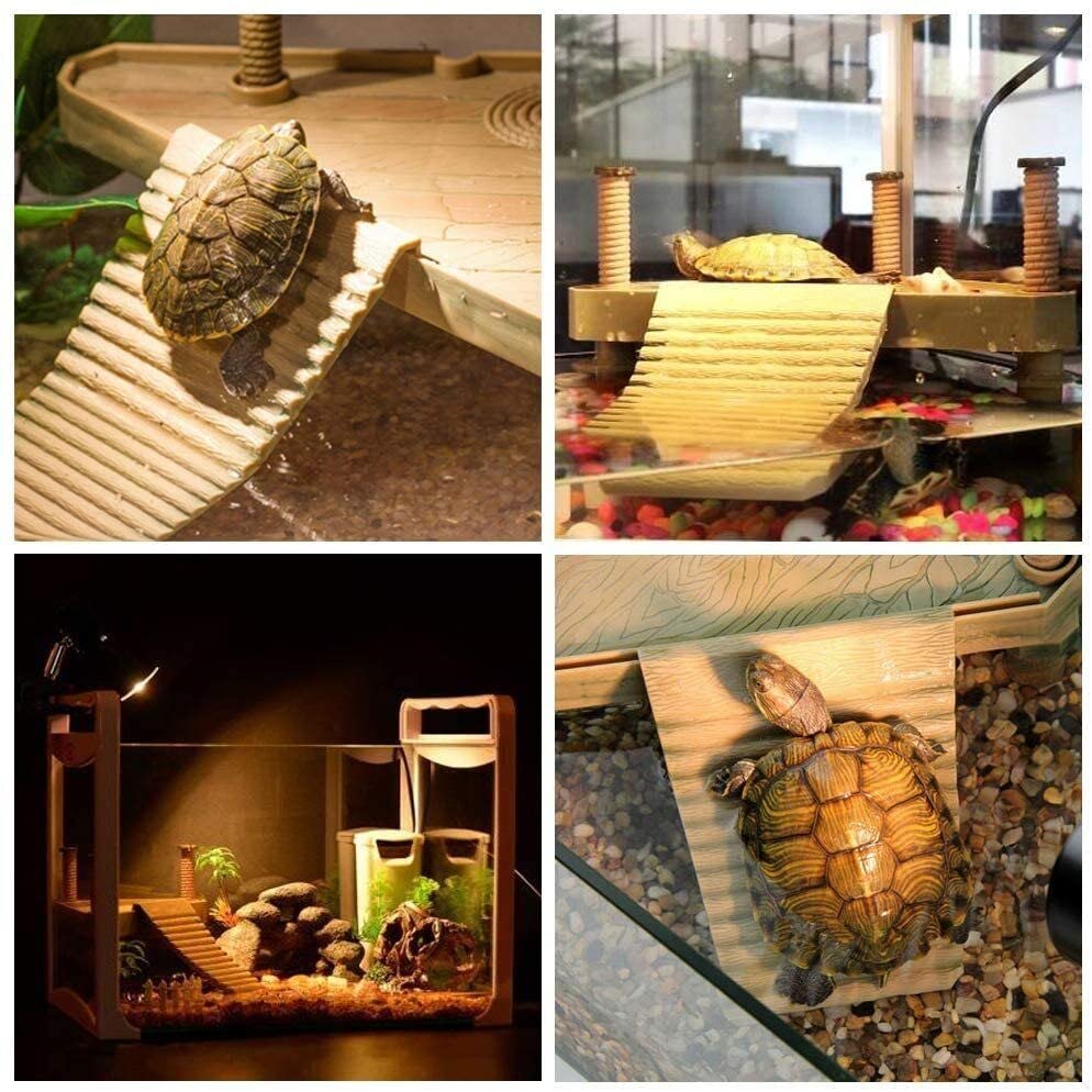 2-Pack Plastic Reptile Floating Platform with Ramp Ladder - Turtle Basking Dock for Terrarium, Aquarium & Frog Habitat - Decorative Tank Ornament for Lizards, Frogs & Aquatic Pets - Perfect for Basking, Resting & Climbing