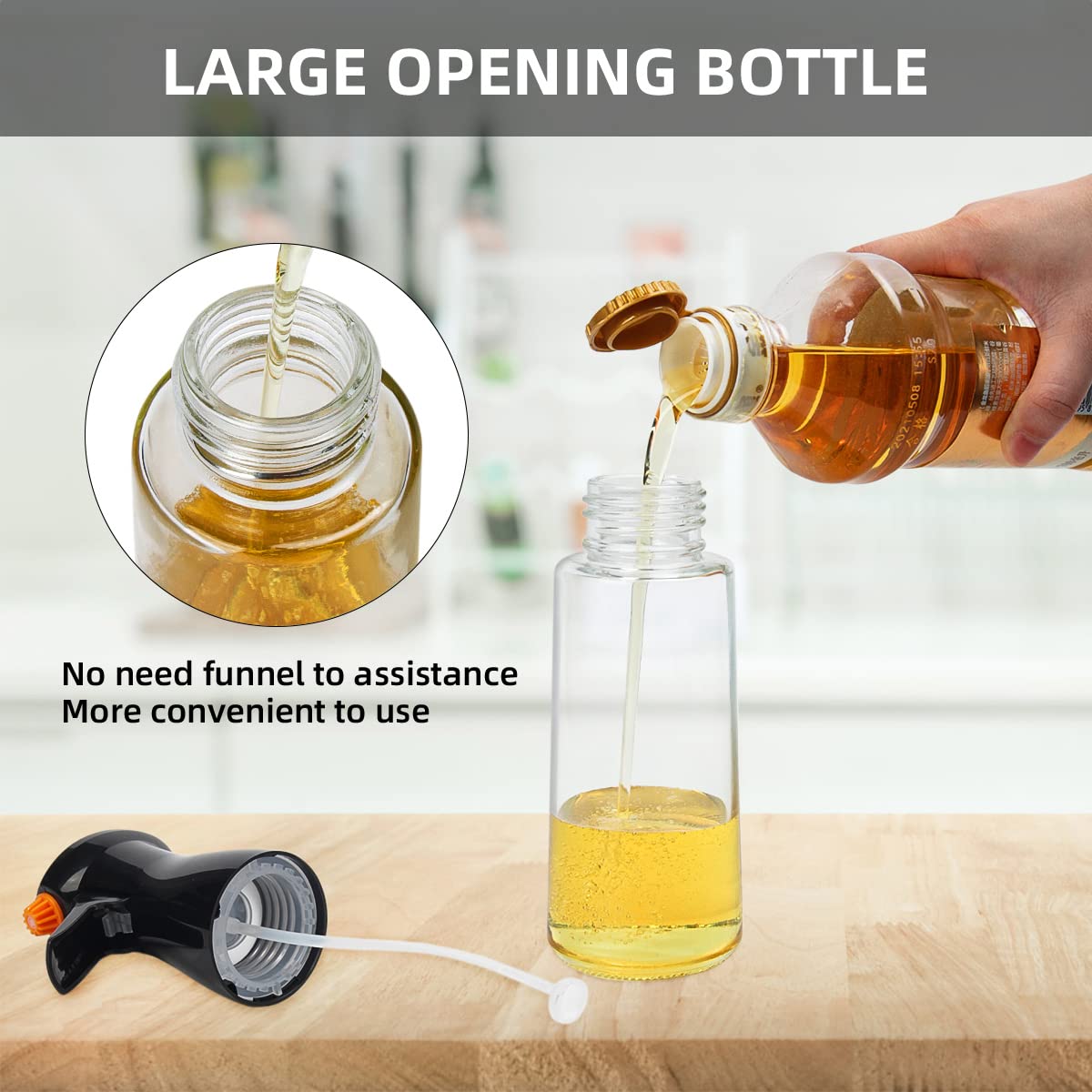 210ml (7oz) Olive Oil Spray Bottle with Brush - 2 Pack Kitchen Oil Mister for Cooking, Baking, Grilling & Air Fryer | Perfect for Salad Dressing, Roasting Vegetables & Healthy Meal Prep