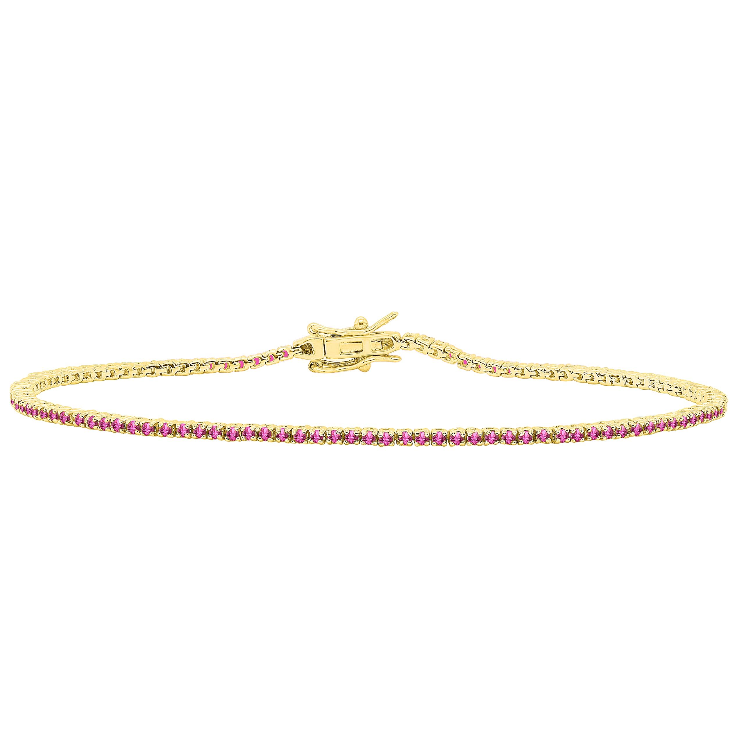 1.3mm Round Birthstone Tennis Bracelet for Women & Teens - Dainty 7