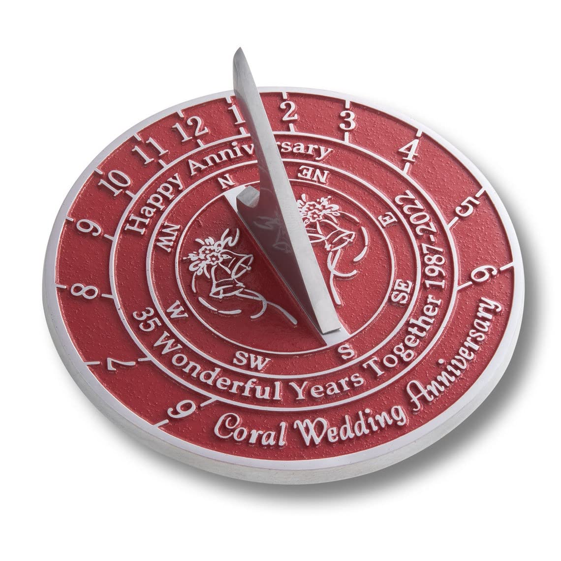 Ruby Wedding Anniversary Sundial Gift - 40th Year Keepsake for Couples - Perfect for Outdoor Garden, Patio & Home Decor