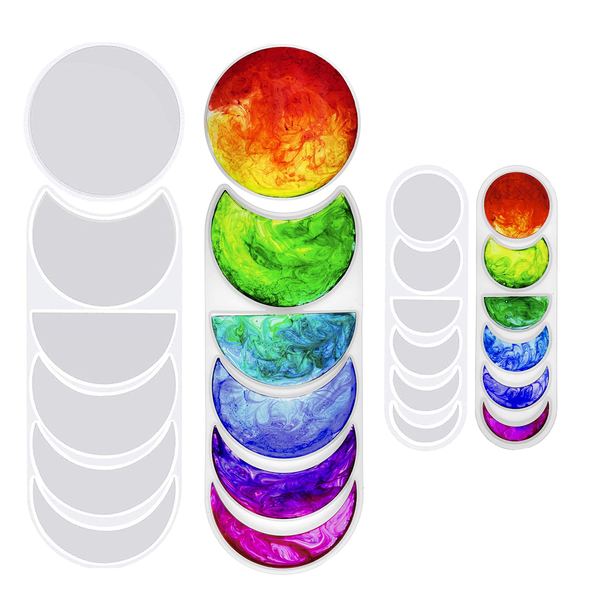 Pixiss Moon Phase Resin Epoxy Molds - Silicone Crescent & Full Moon Molds Set (2 Sizes) for DIY Wall Hanging Decor, Resin Art, Jewelry Making - Perfect for Home Decor, Gifts & Craft Projects