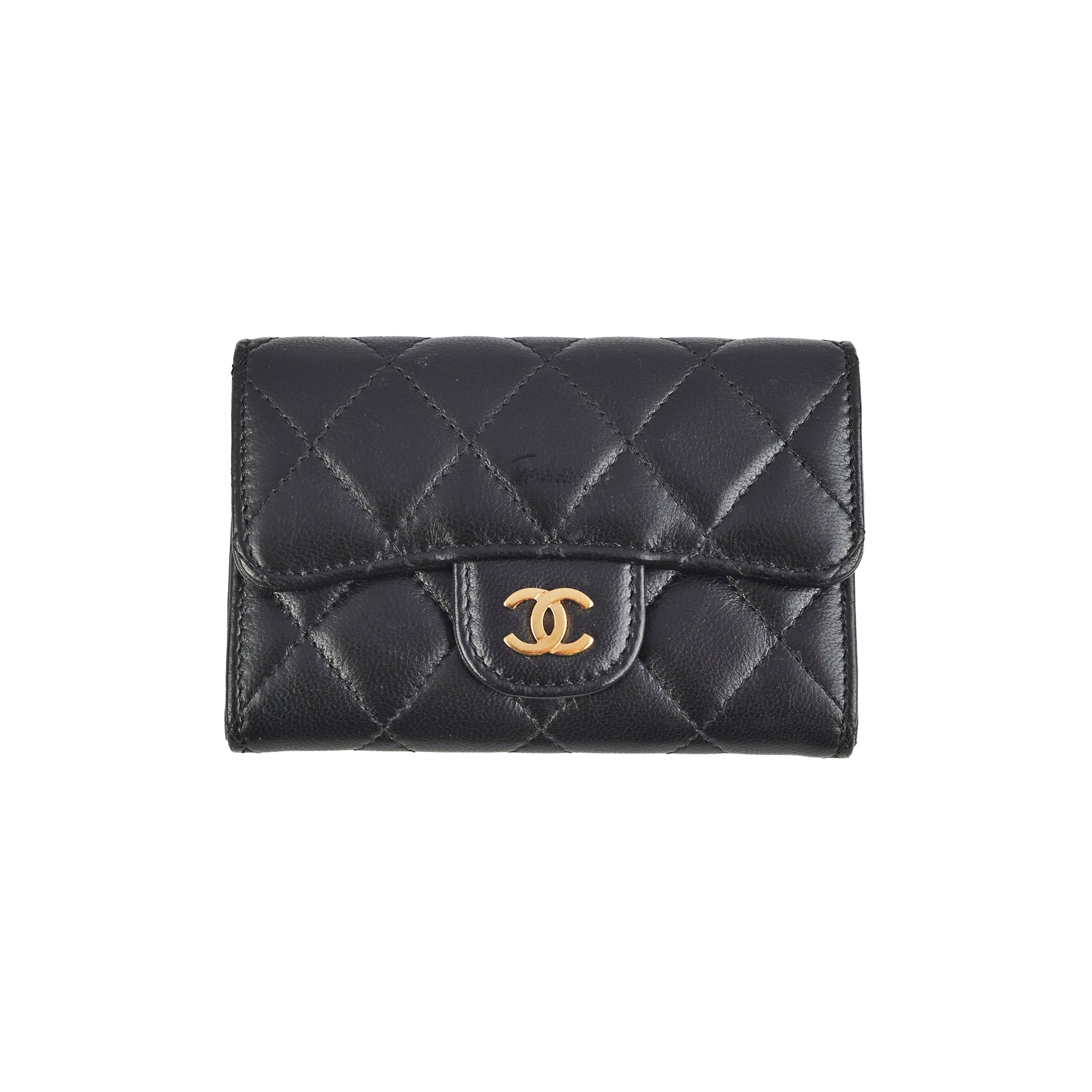 Chanel Mini Black Lambskin Card Holder Wallet - Luxury Compact Leather Credit Card Case for Women - Perfect for Everyday Use, Travel & Gift Giving