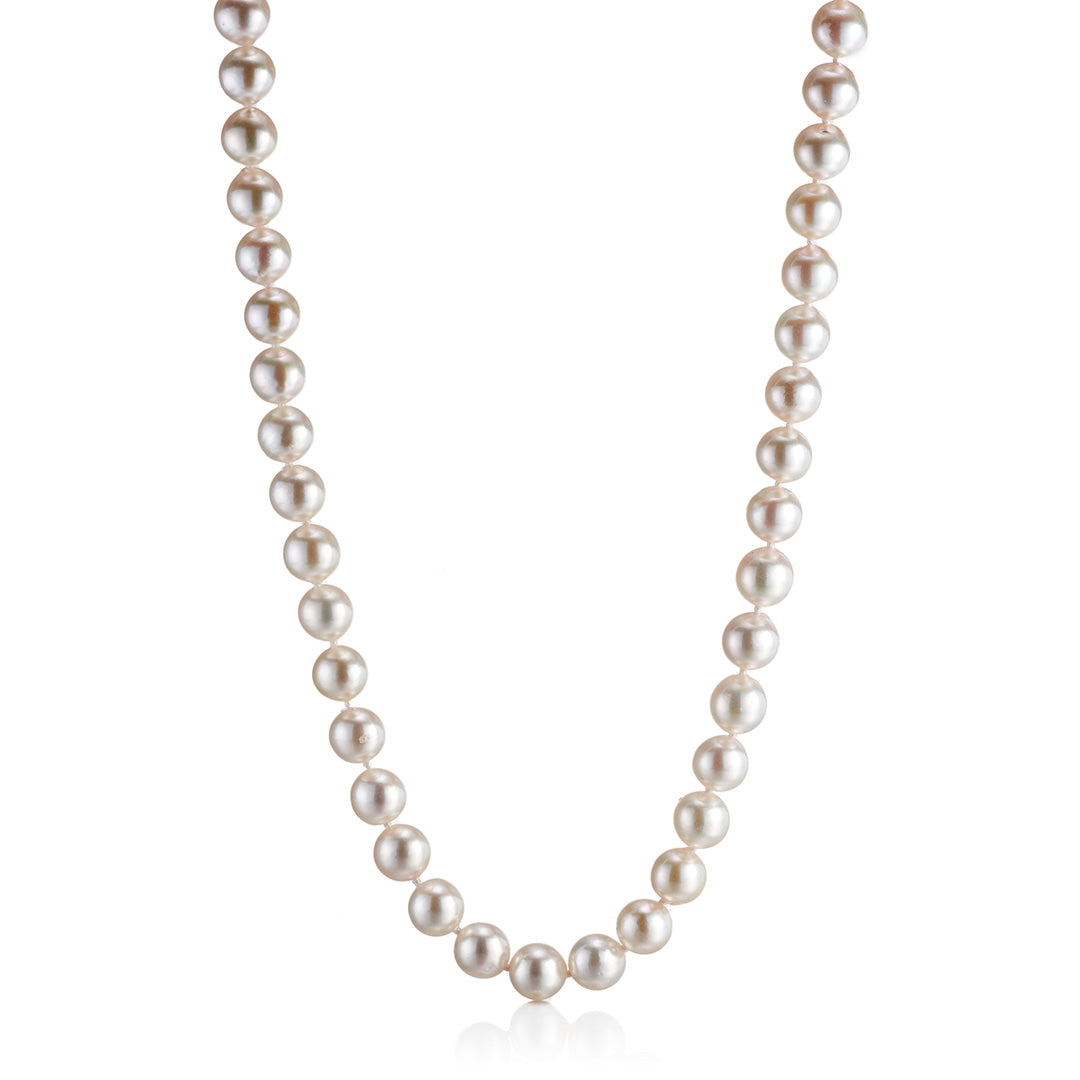 8mm Baroque White Akoya Pearl Necklace - Elegant Women's Jewelry Gift for Wedding, Party & Special Occasions