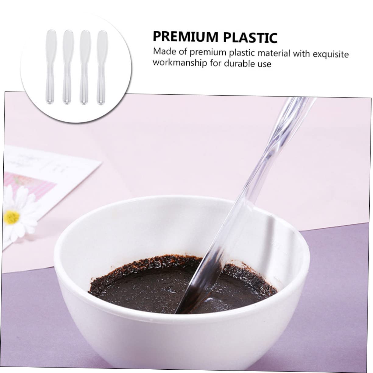 FRCOLOR 4pcs Reusable Plastic Makeup Mixing Spatulas - Eye Makeup Stirring Rod, Cosmetic Scoop & Skincare Tool for DIY Creams, Lotions & Foundations | Perfect for Makeup Artists, Beauty Enthusiasts & Home Skincare Routines