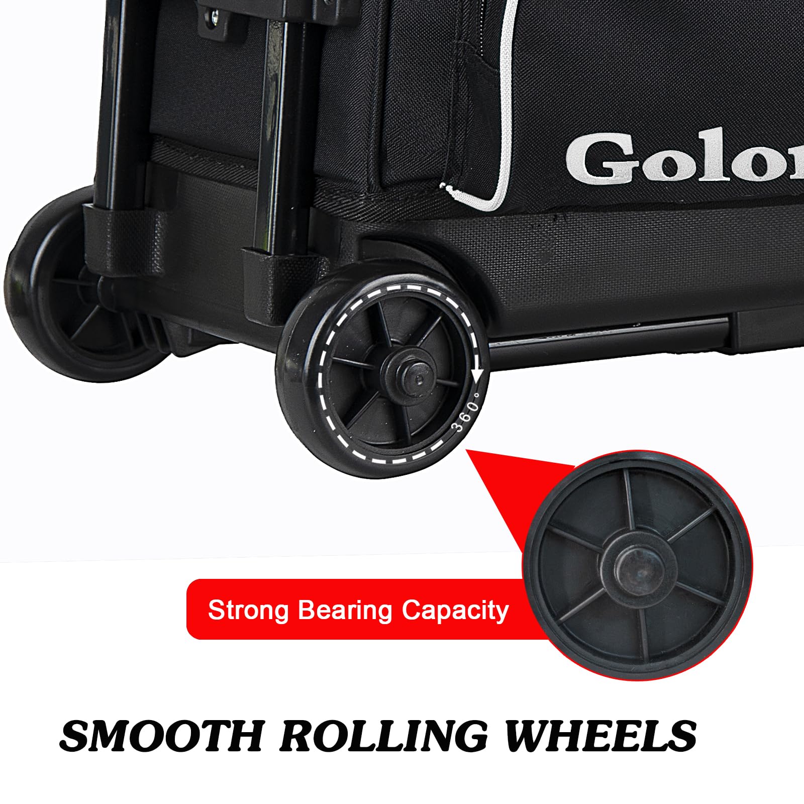 Goloni 3 Ball Rolling Bowling Bag with Wheels & Retractable Handle (Extends to 38