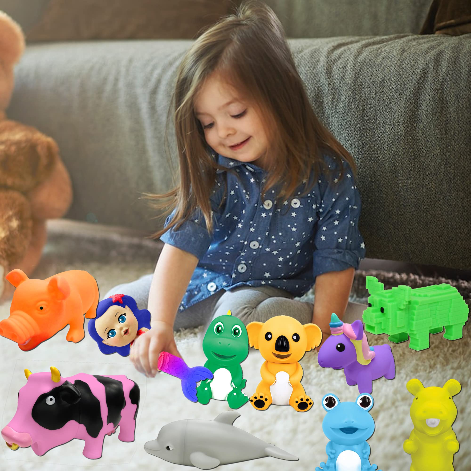 **Animolds Squeaky Dinosaur Toys for Babies & Toddlers - 2 Pack Sensory Squeeze Toys for Boys & Girls, Fun Party Favors, Novelty Gag Gifts, Dog & Small Animal Toys (6-8 Inch) - Perfect for Sensory Play, Birthday Parties & Pet Entertainment**