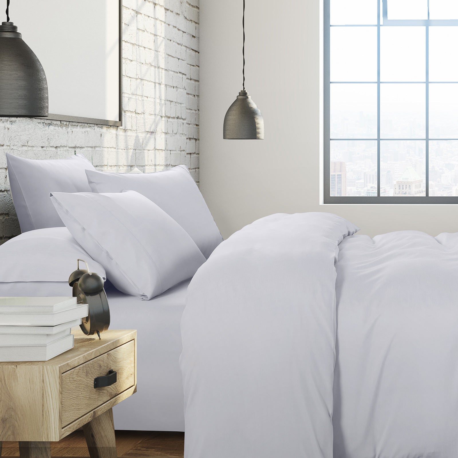1500 Thread Count 6-Piece Queen Size Bedding Set with 2 Duck Feather Down Pillows - Ultra Soft Luxury White Comforter, Fitted Sheet, Flat Sheet & Pillowcases for Hotel-Style Comfort