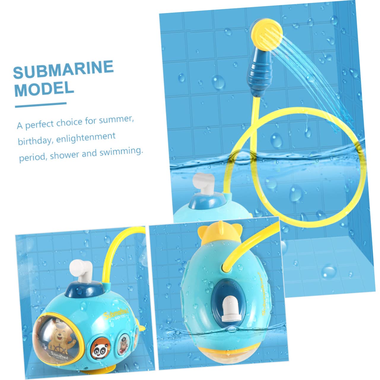 UPKOCH 3-Piece Blue Plastic Bath Toy Set for Kids - Fun Shower Toys for Toddlers & Children - Perfect for Bathtime Play, Sensory Development and Water Play Activities