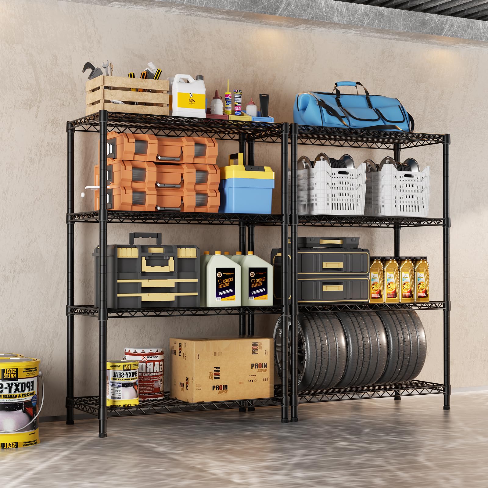 Heavy Duty Adjustable Metal Shelving Unit - 5-Tier Garage Storage Shelf, 18