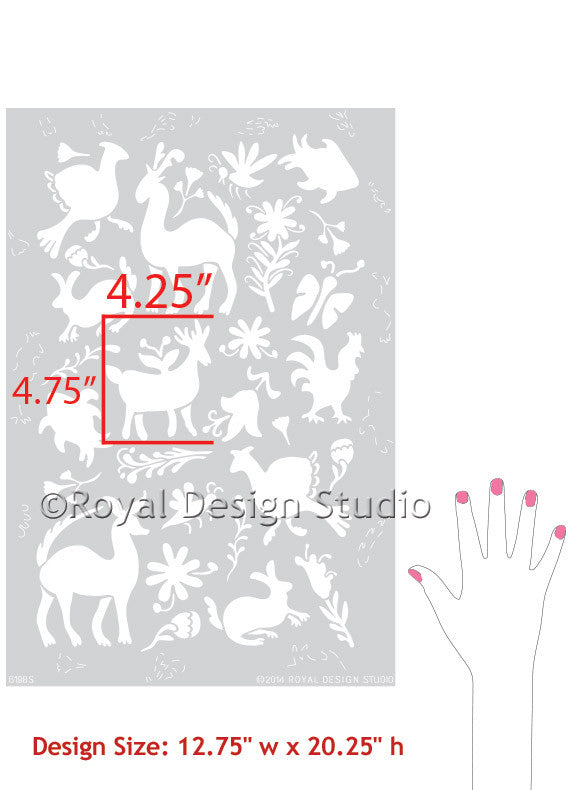 Authentic Otomi Folk Art Furniture Stencil - Handmade Mexican Design for DIY Home Decor, Wall Painting & Craft Projects