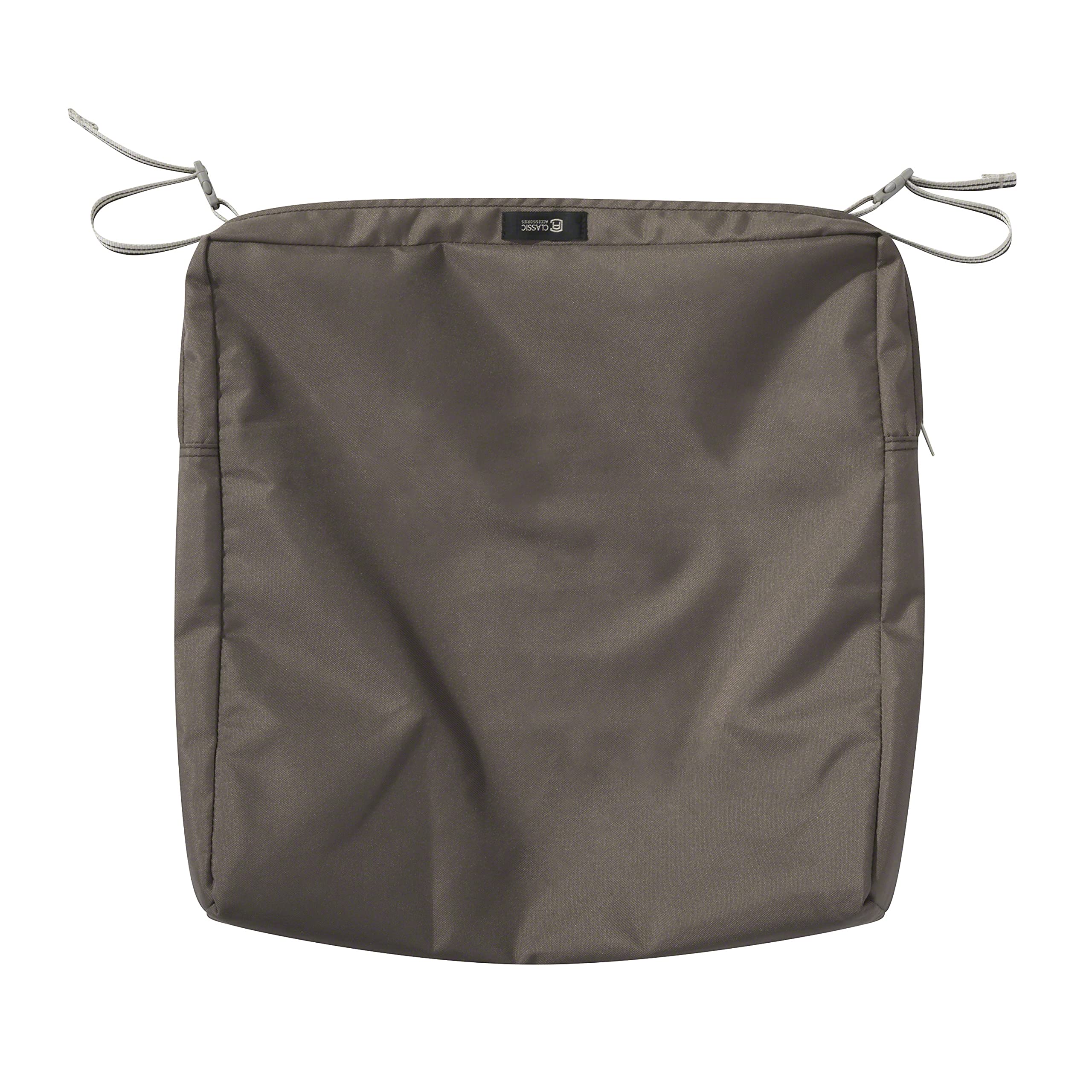 Waterproof 18x18 Inch Dark Taupe Patio Chair Cushion Cover - Classic Accessories Ravenna Outdoor Seat Cushion Replacement - Perfect for Deck, Garden & Poolside Furniture Protection