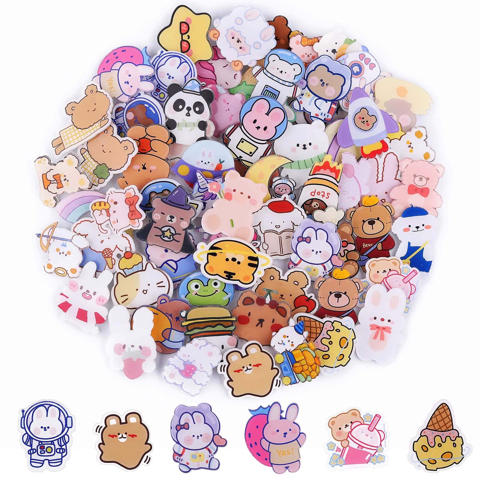 65 PCS Acrylic Cute Pins Set - Kawaii Animal Badges (Sheep, Rabbit, Dog, Bear) for Backpacks, Bags, Jackets & Hats - Aesthetic Cartoon Brooches for Girls - Perfect for School, Travel & Fashion Accessories