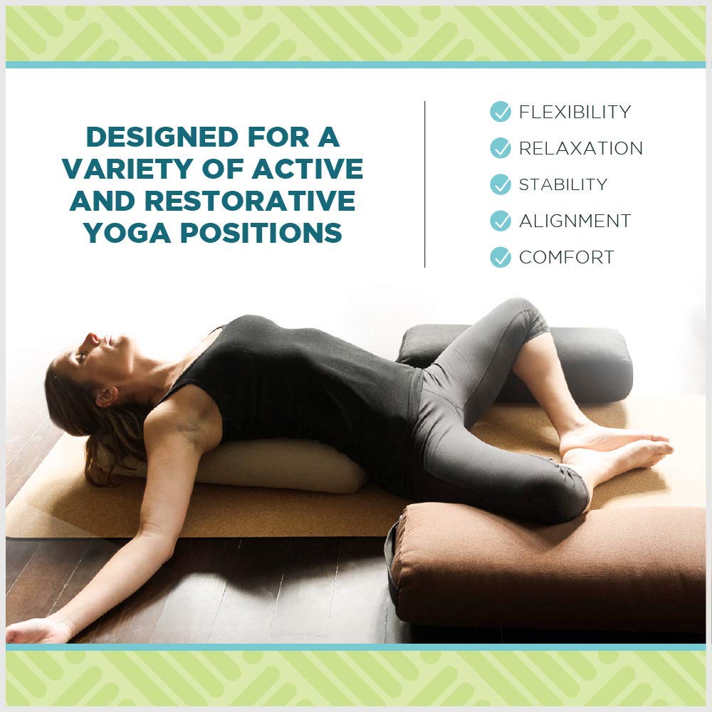 Premium Yoga Bolster for Meditation & Support - Eco-Friendly USA-Made Round or Rectangular Cushion with Organic Hemp Cover - Perfect for Yoga, Pilates, Physical Therapy & Home Relaxation