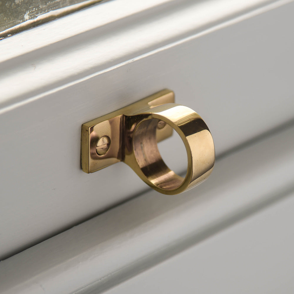 Polished Brass Ring Sash Window Lift - Vintage Style Hardware for Double Hung Windows - Perfect for Home Restoration & Interior Decor
