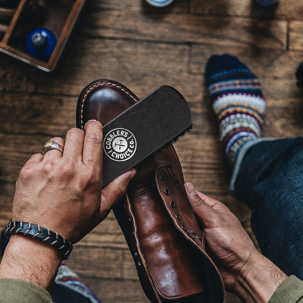 Premium Shoe Brush for Men & Women - Soft Bristles for Gentle Cleaning & Polishing - Perfect for Leather, Suede & Dress Shoes - Cobbler's Choice Black Shoe Care Brush - Ideal for Home, Office & Travel Use