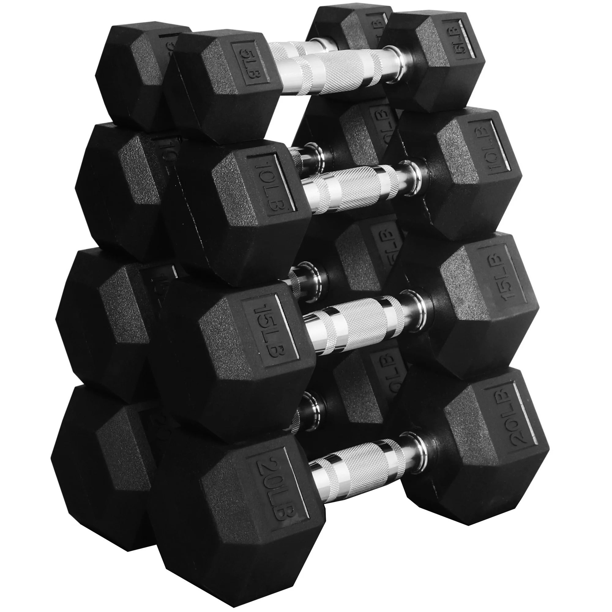 BalanceFrom 100 LB Dumbbell Set - 5 LB, 10 LB, 15 LB, 20 LB Rubber Dumbbell Pairs for Home Gym, Strength Training & Fitness Workouts