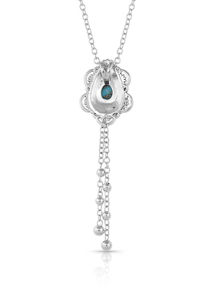 Montana Silversmiths NC4951 Women's Lady Guadalupe Turquoise Dangle Necklace - Handcrafted Sterling Silver Jewelry for Western Fashion & Special Occasions