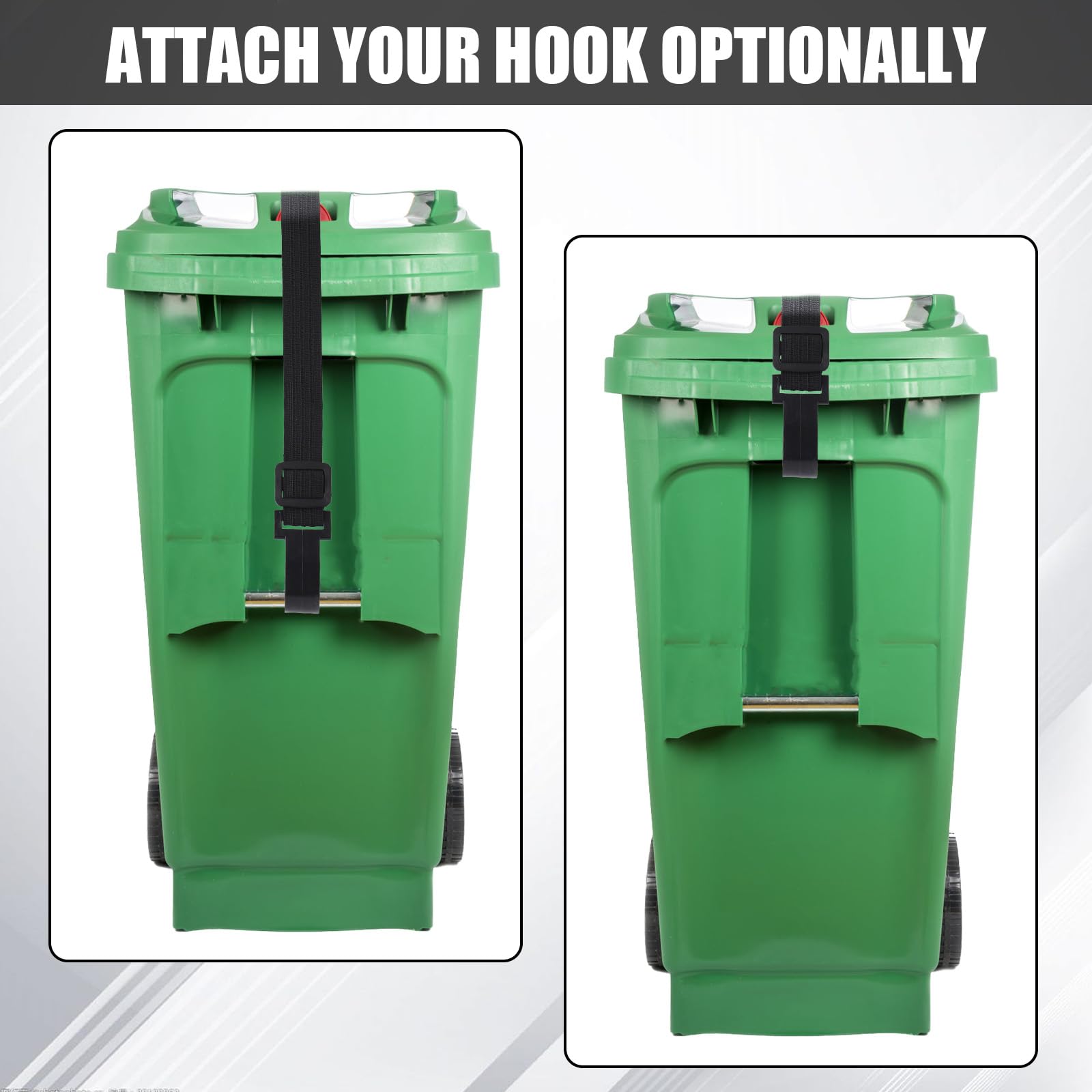 4 PCS Adjustable Trash Can Lid Lock Straps - Heavy Duty Wheelie Bin Lock for Animals, Secure Garbage Can from Squirrels, Dogs, Bears & Raccoons - Perfect for Outdoor Use in Backyards, Parks & Camping Sites