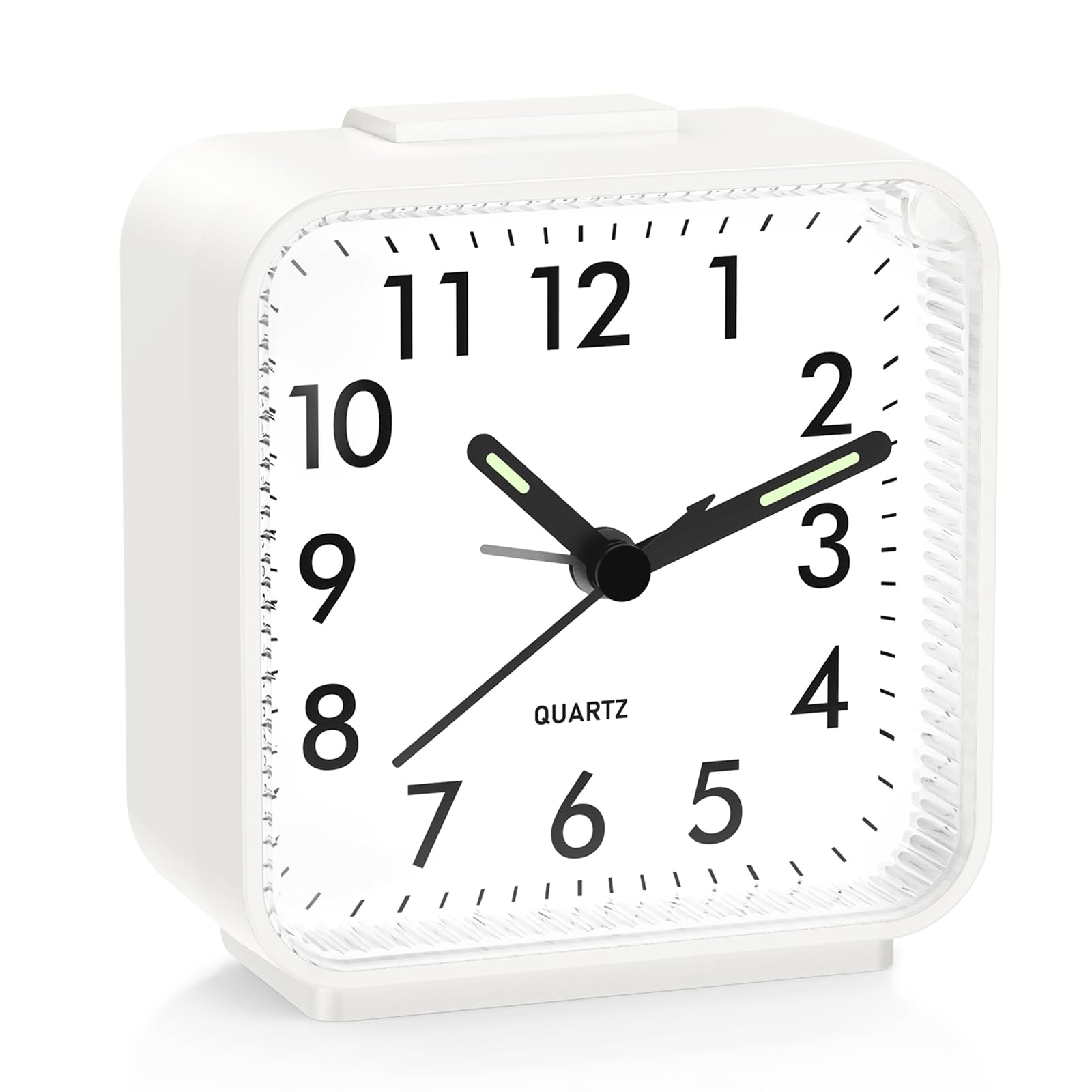 ORIA Silent Alarm Clock with Large Luminous Display - Battery Operated Bedside Clock with Snooze & Night Light - Gentle Wake-Up for Elderly & Light Sleepers (1AA Battery Not Included, Beige) - Perfect for Bedrooms, Nightstands & Travel
