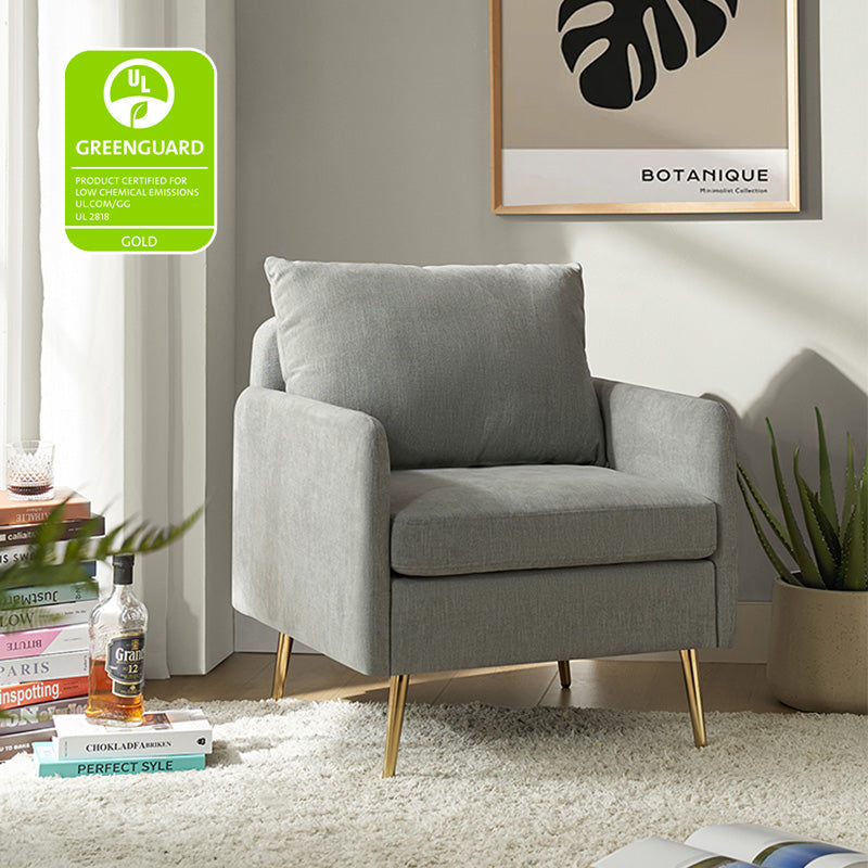 Laertiades Modern Upholstered Accent Armchair with Removable Cushion, Sturdy Metal Legs & High-Density Foam - Perfect for Living Room, Bedroom, or Office Decor