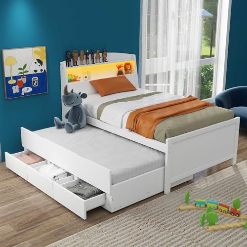 White With Storage Led Headboard