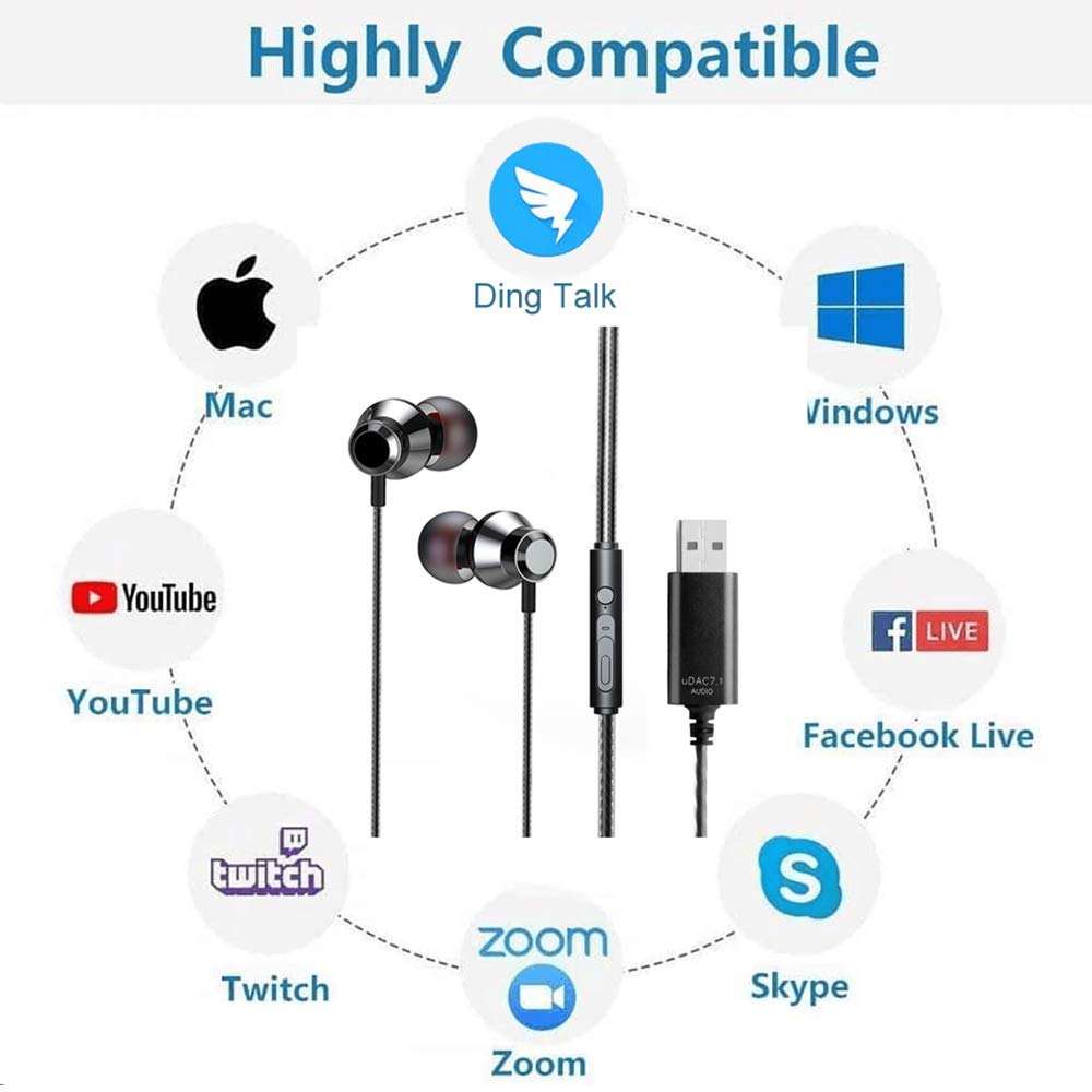 Upgraded U260 USB Headset with Microphone - 2.5m Durable Cable for Laptop & Desktop - Noise Cancelling Wired Earphones for Gaming, Online Meetings, Zoom Calls & Remote Learning