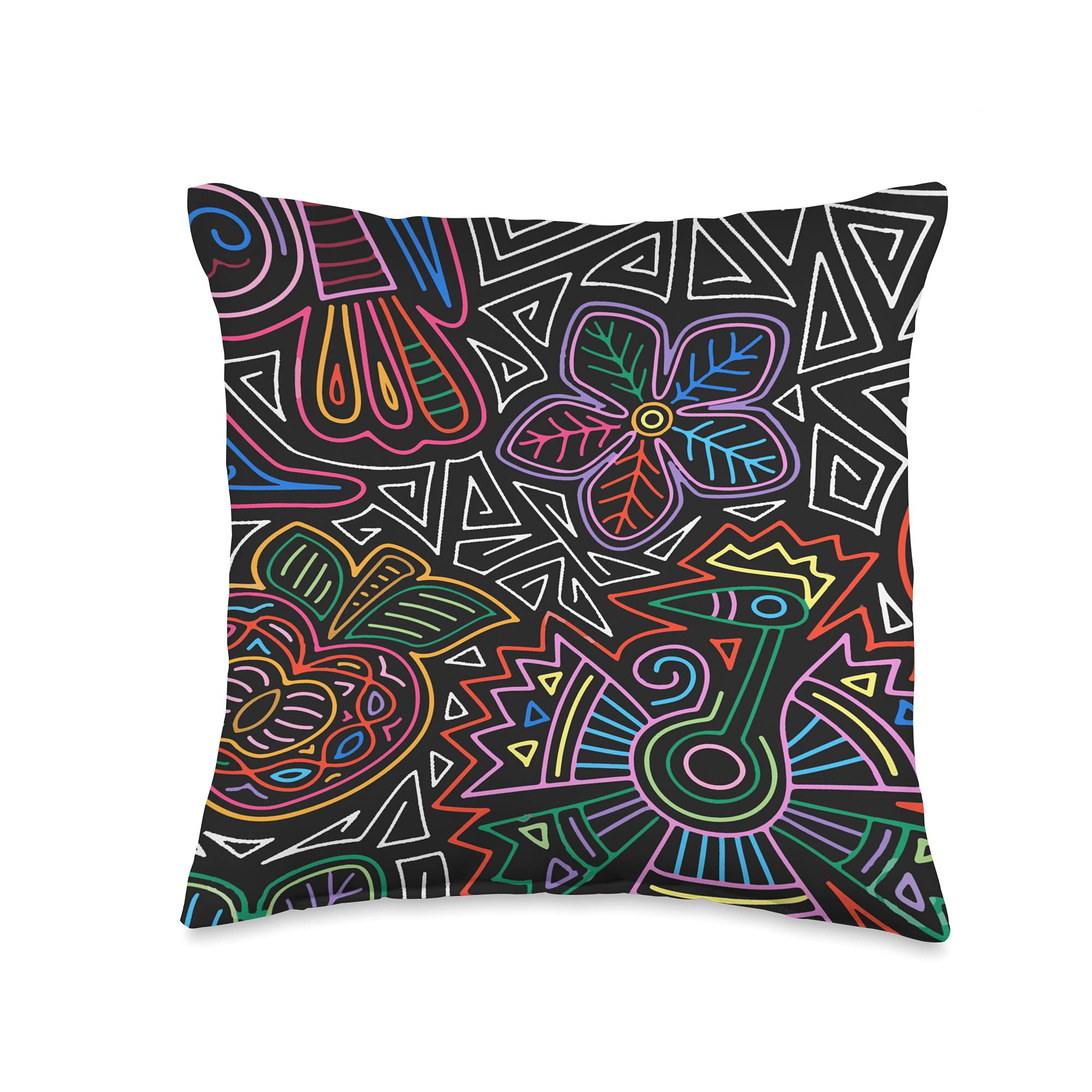 Mexican Embroidery Throw Pillow with Birds & Flowers Design - Boho Home Decor for Living Room, Bedroom & Sofa