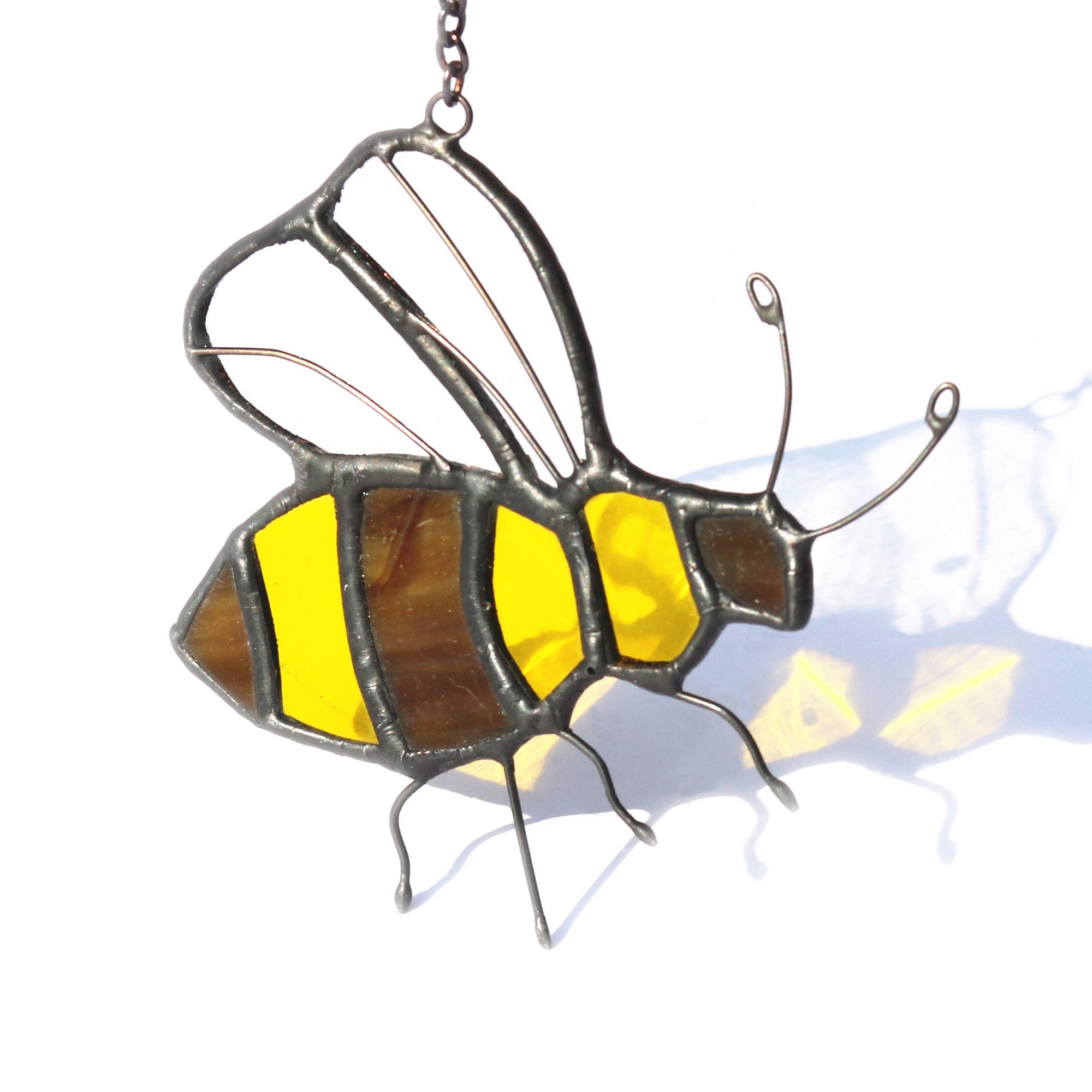 Handmade Bee Suncatcher Stained Glass Window Hanging - Honey Bee Decor for Home, Garden & Office - Unique Gifts for Women, Mom, Grandma, Birthday & Special Occasions - Perfect for Windows, Patios & Wedding Decorations