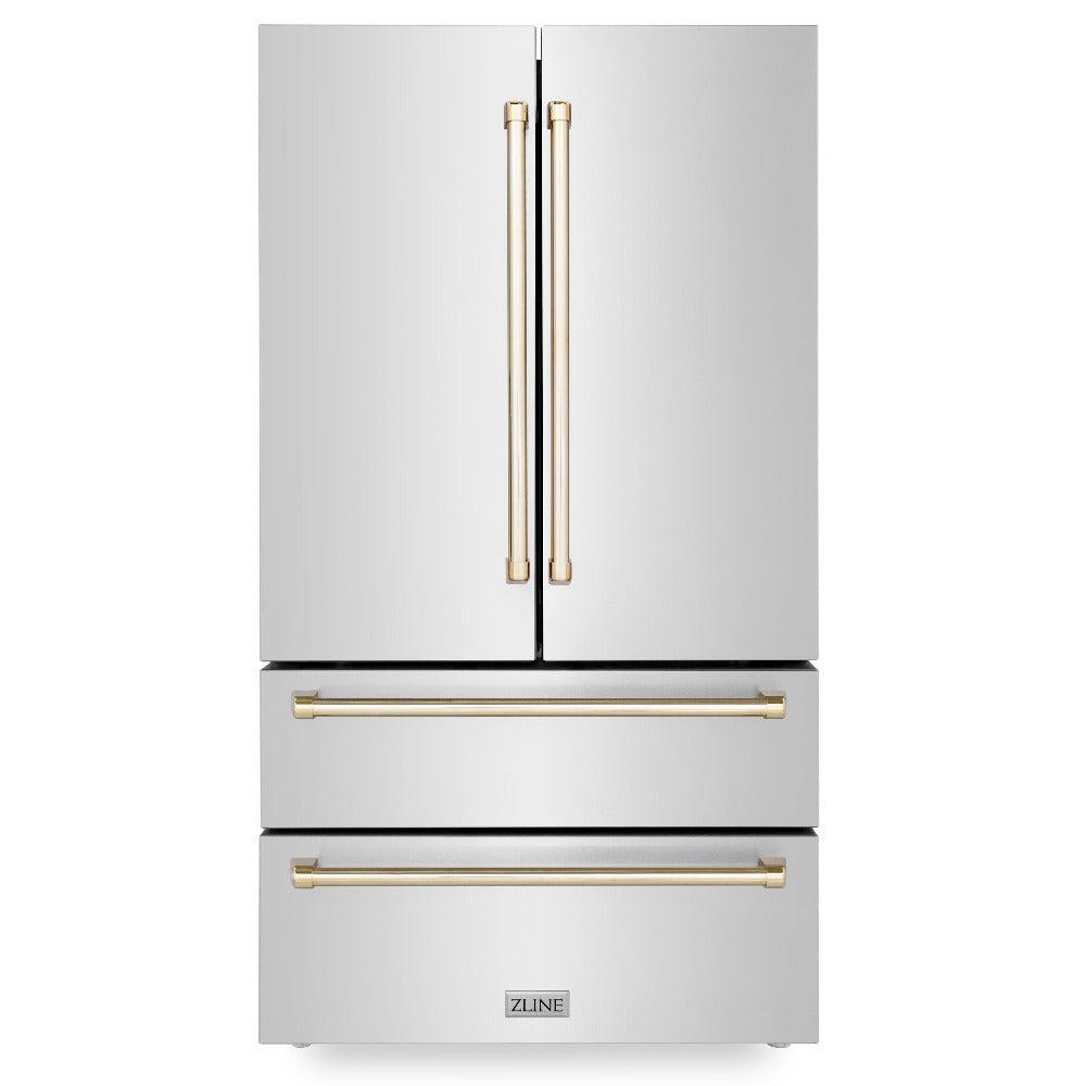 ZLINE Autograph Edition 48-inch Stainless Steel Kitchen Package - Dual Fuel Range, Range Hood, Dishwasher & Refrigerator with Polished Gold Accents (4KAPR RARHDWM48 G) | Luxury Kitchen Appliances for Modern Homes & Professional Chefs