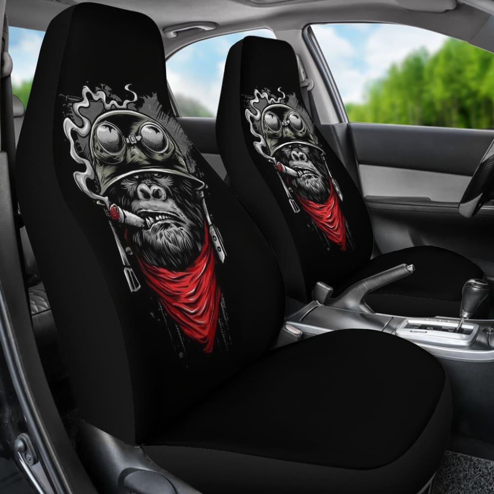 Badass Monkey Smoking Car Seat Covers 211801 - Premium Custom Fit Seat Protectors for Cars, Trucks & SUVs - Funny Novelty Auto Accessories for Men & Women - Perfect for Road Trips & Gifts