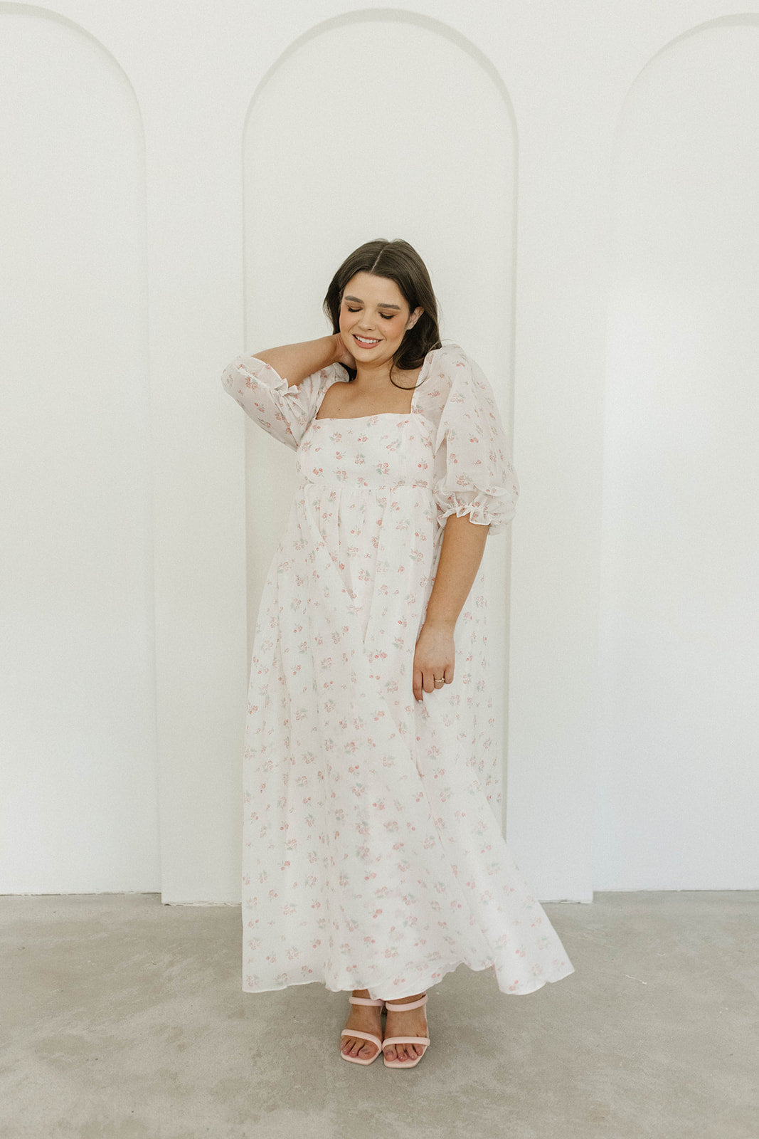 New Mona Maxi Dress with Smocking - Blush Floral Maternity Dress | Bump Friendly & Inclusive Sizing (S-3XL) | Perfect for Pregnancy, Baby Showers & Summer Weddings