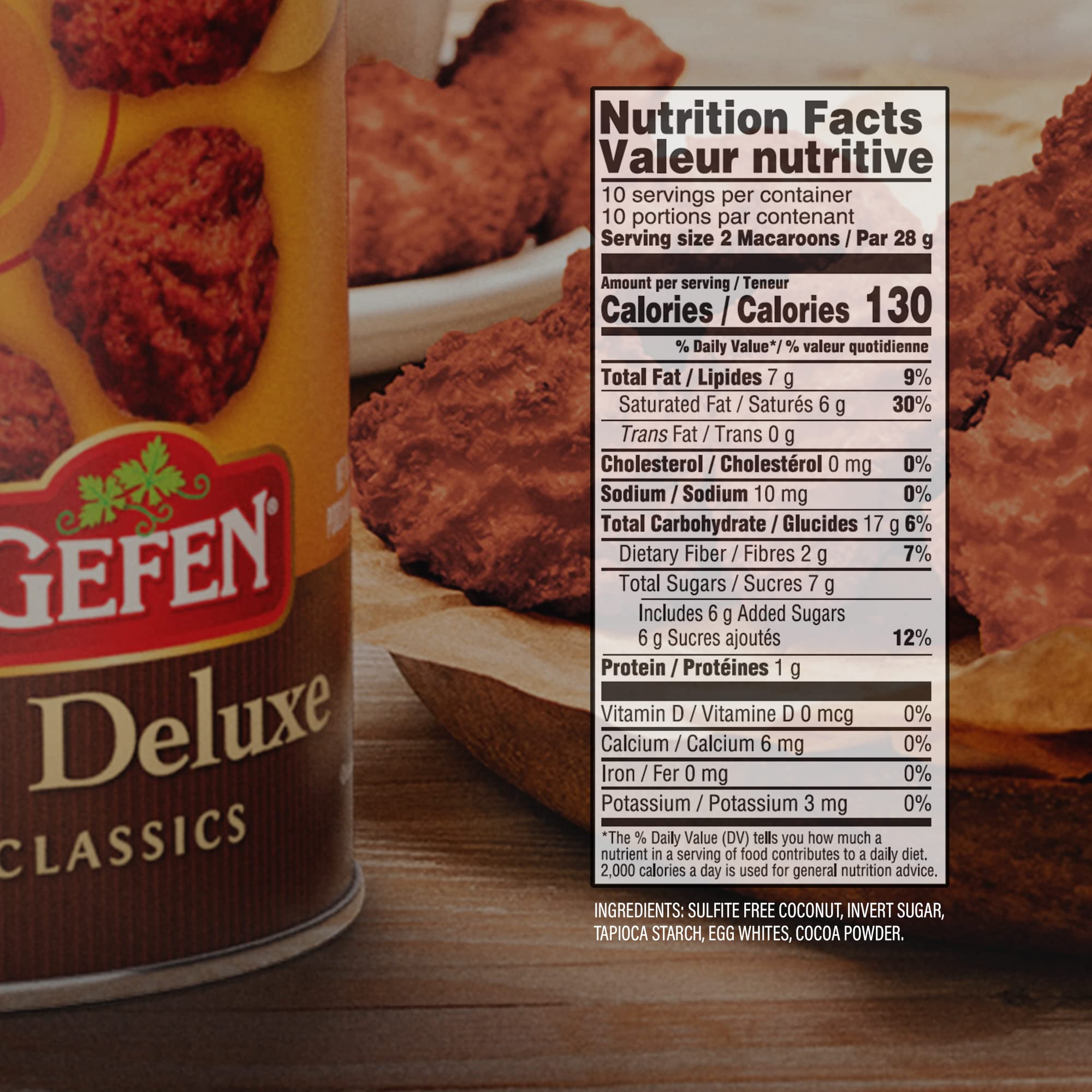Gefen Chocolate Macaroons, 10 Ounce (2 Pack) | Gluten Free, Kosher Certified, Resealable Container for Freshness | Perfect for Passover Desserts, Holiday Gifts & Snacking