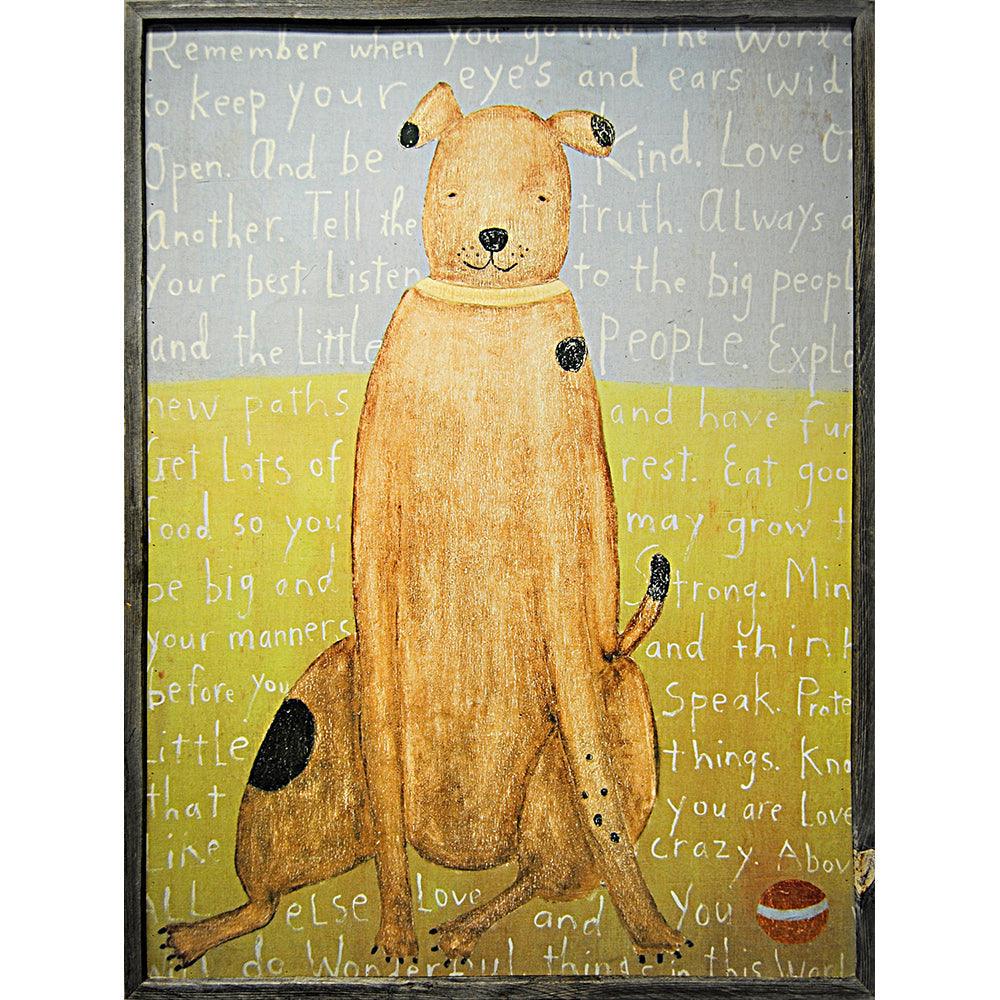 Brown Boy Dog Grey Wood Art Print - Handmade Canvas Wall Decor for Living Room, Bedroom & Office - Perfect Gift for Pet Lovers & Home Decor