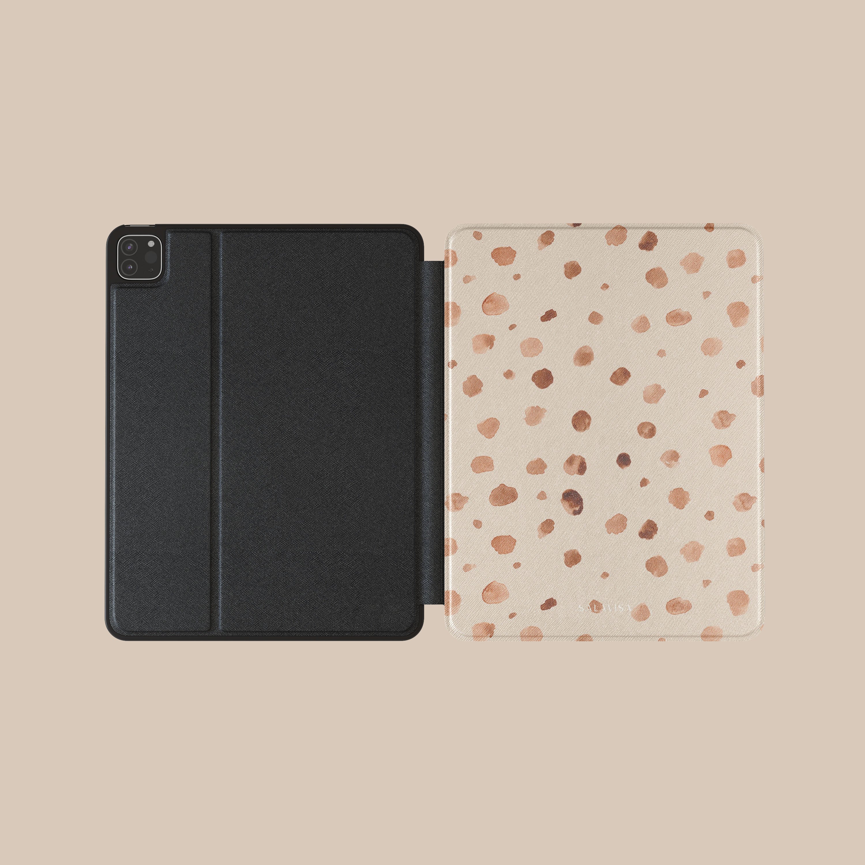 Premium Faux Leather iPad Case - Soft Beige Animal Print Design for iPad Pro/Air/Mini - Stylish & Protective Cover for Work, Travel & School