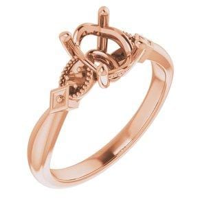 14K Rose Gold 8x6mm Oval Solitaire Engagement Ring Mounting - Perfect for Proposals, Weddings & Anniversaries