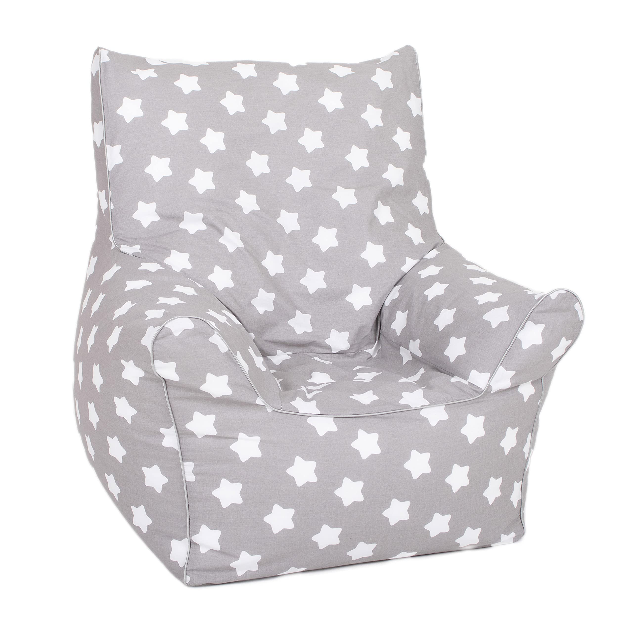 Delsit Kids Bean Bag Chair - Handmade in Europe, Lightweight & Washable Cover, Gray with Stars - Perfect for Playrooms, Bedrooms & Reading Nooks